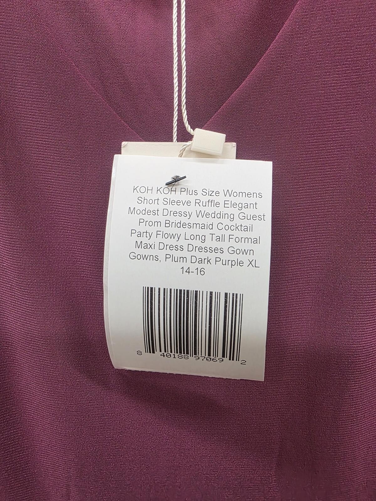 KOH KOH Plus Size Flowy Formal Maxi Dress Plum Purple XL 14‑16