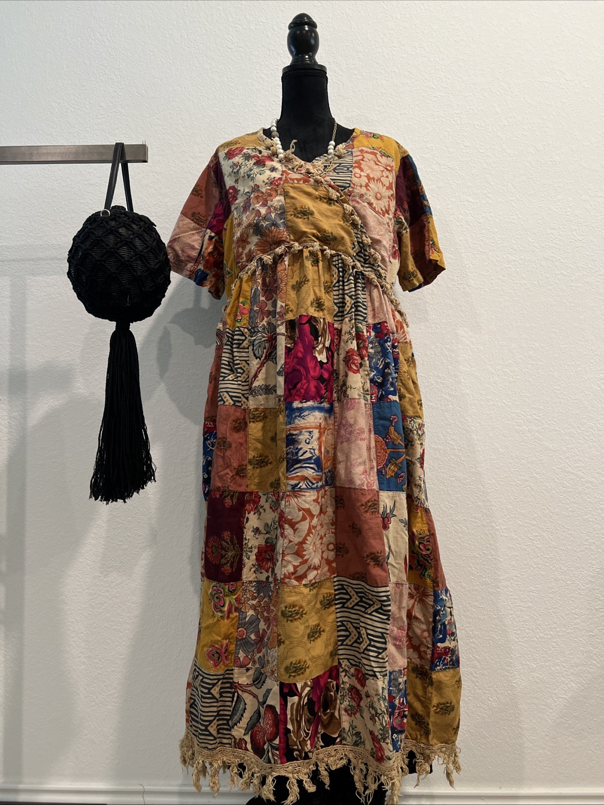 jaded gypsy Cotton Patchwork MIDI Dress OS (item D3)