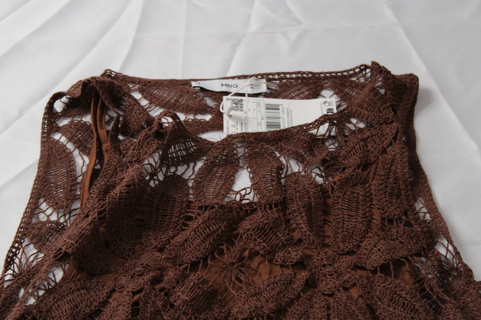 Mango Women’s Open Back Floral Crochet Dress BE5 Chocolate Small (US 4)