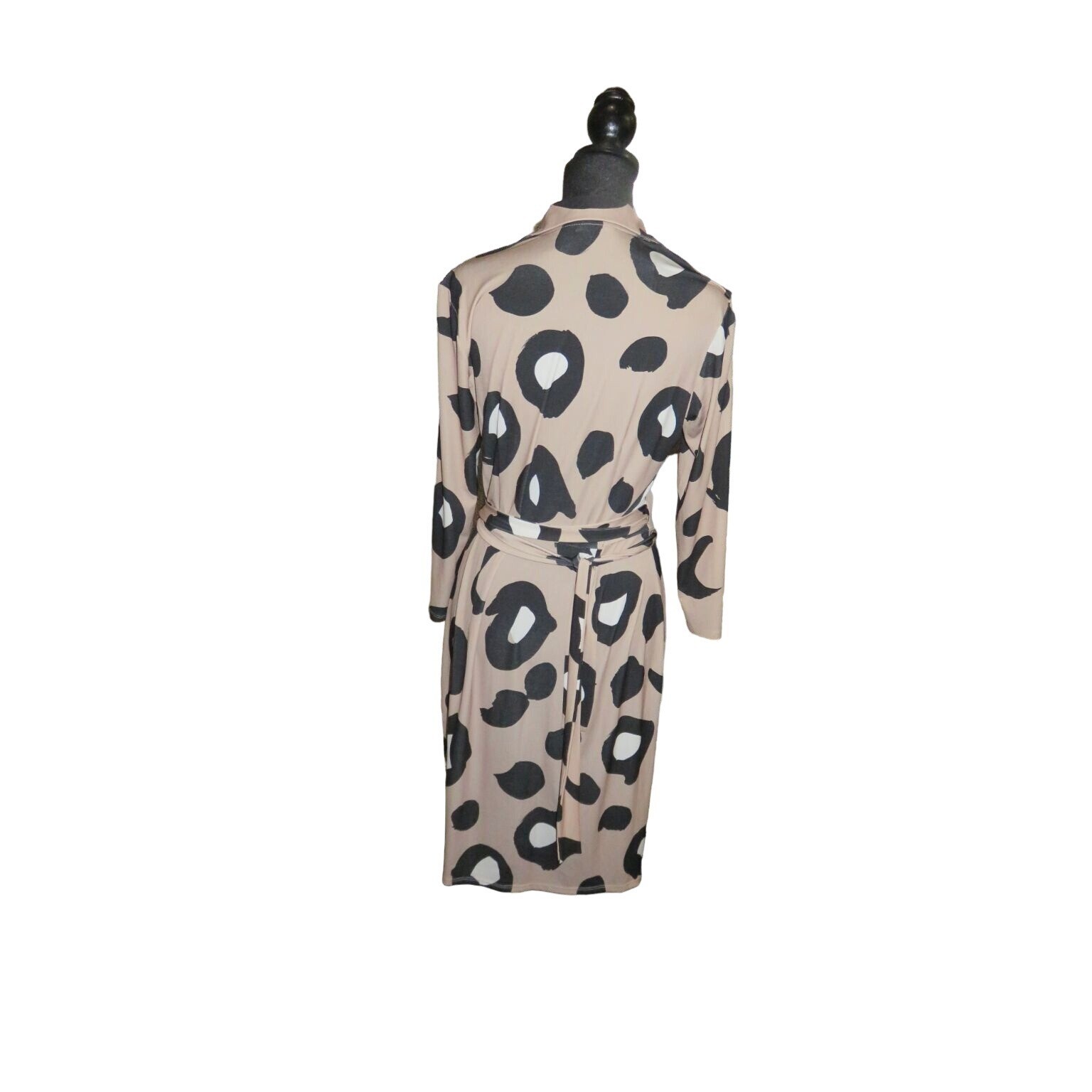 Maggy London Leopard Print Wrap Midi Jersey Knit Dress Made in Sri Lanka sz 10