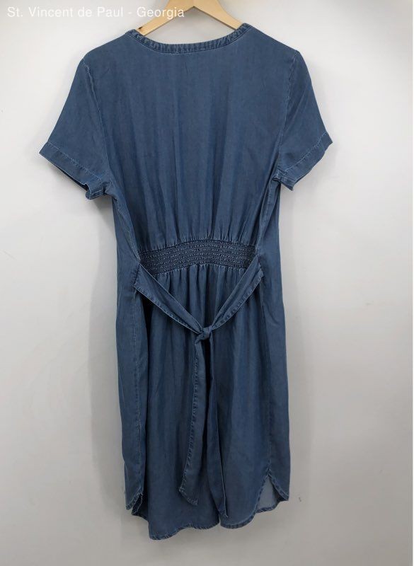 Beach Lunch Lounge Blue Denim Short Sleeve Pullover Shirt Dress Women’s M Mayla