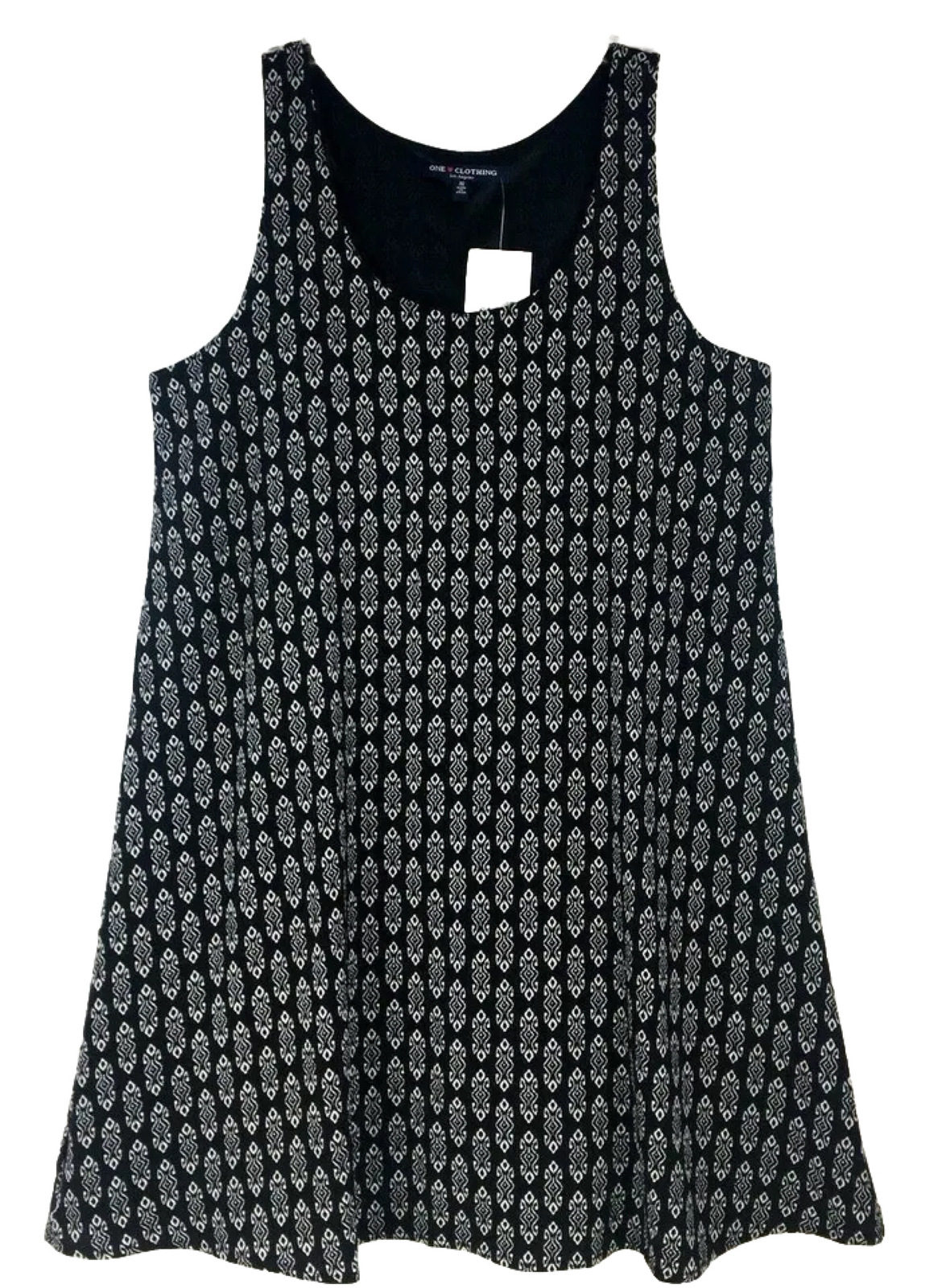 ONE CLOTHING Women’s Geometric Sleeveless Shift Dress Sz S Black / Tan NWT