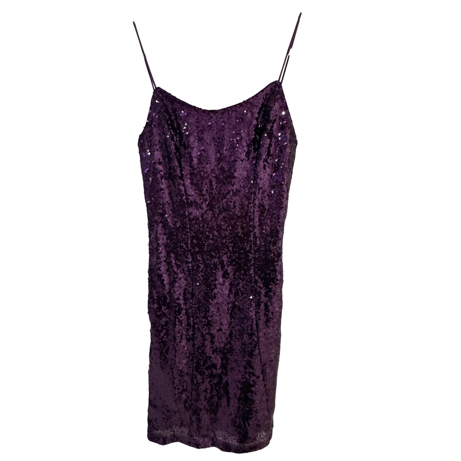 Lulus Purple Sequin Spaghetti Strap Mini Bodycon Slip Dress S Y2K Party Club