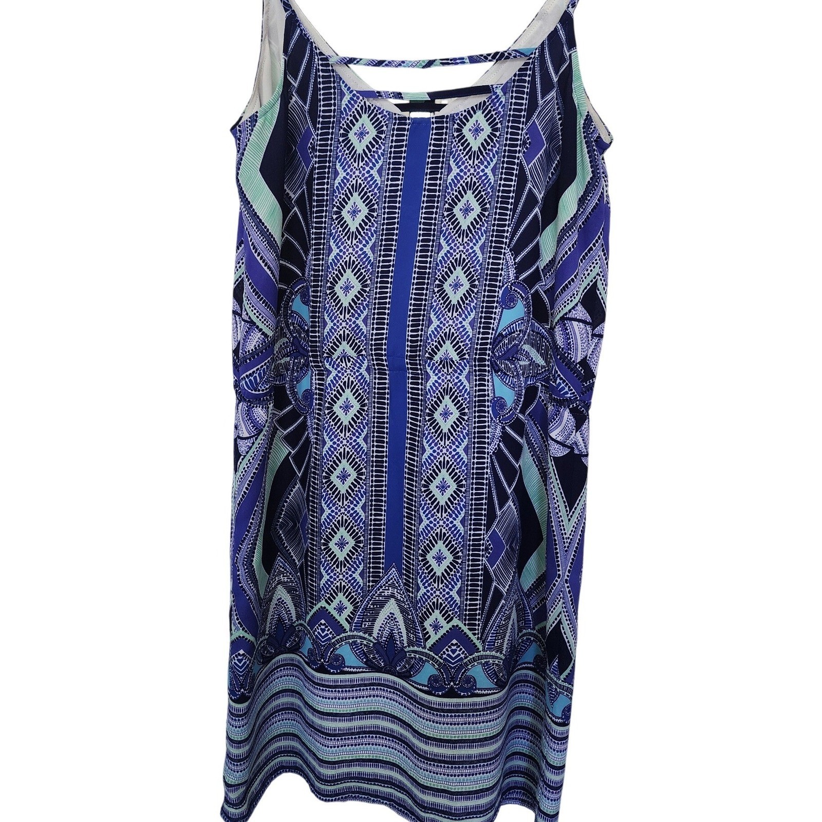 Mercer & Madison Blue Geometric Print Mini Dress Adjustable Straps Size 2