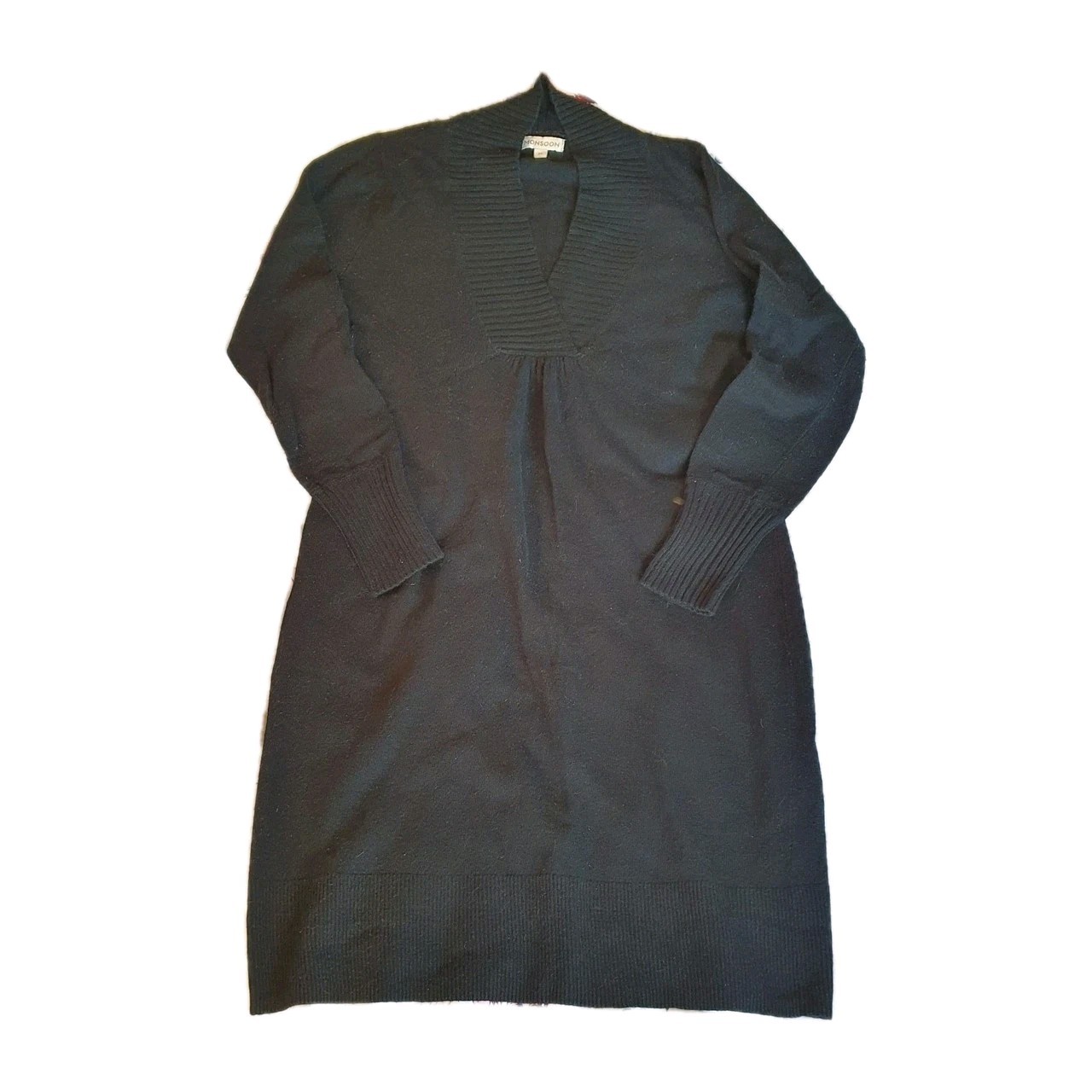 MONSOON Jumper Dress, Size M, Black, Angora Blend Fine Knit FREE POSTAGE
