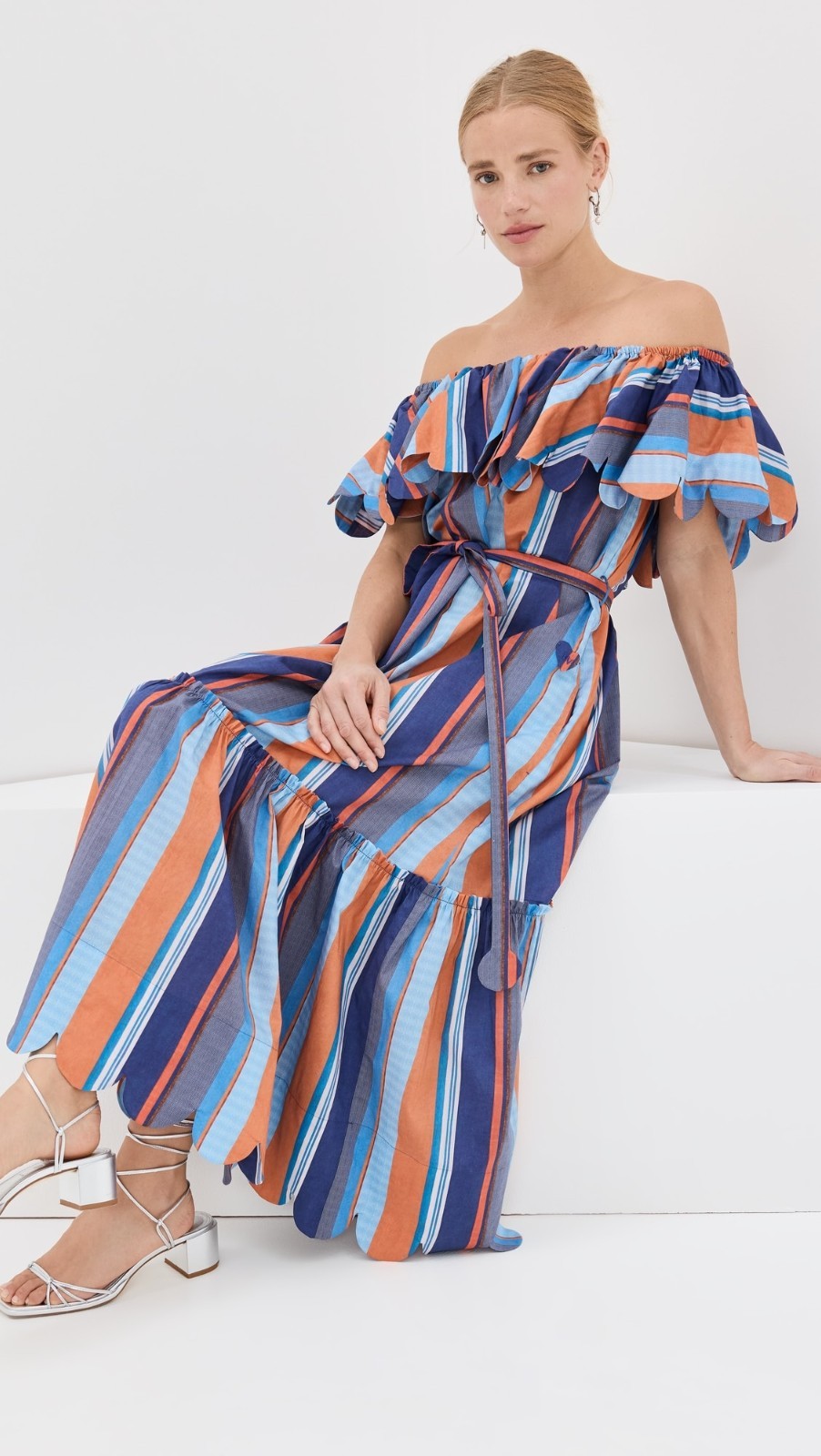NWT HORROR VACUI Aya Patchwork Dress Scallop Striped sz Small