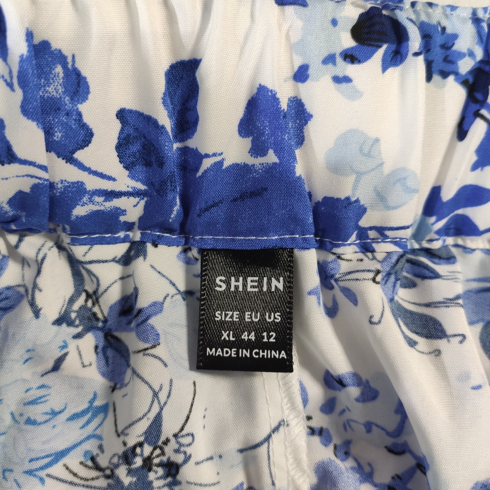 Shein Floral Halter Neck Dress, White & Blue, Layered – Size XL