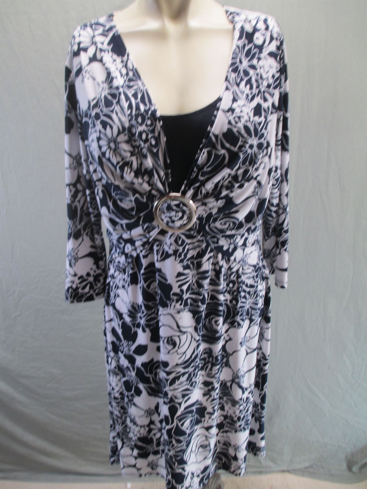 Connected Apparel Size L Womens Multicolor Floral Long Sleeve Beauty Dress 576