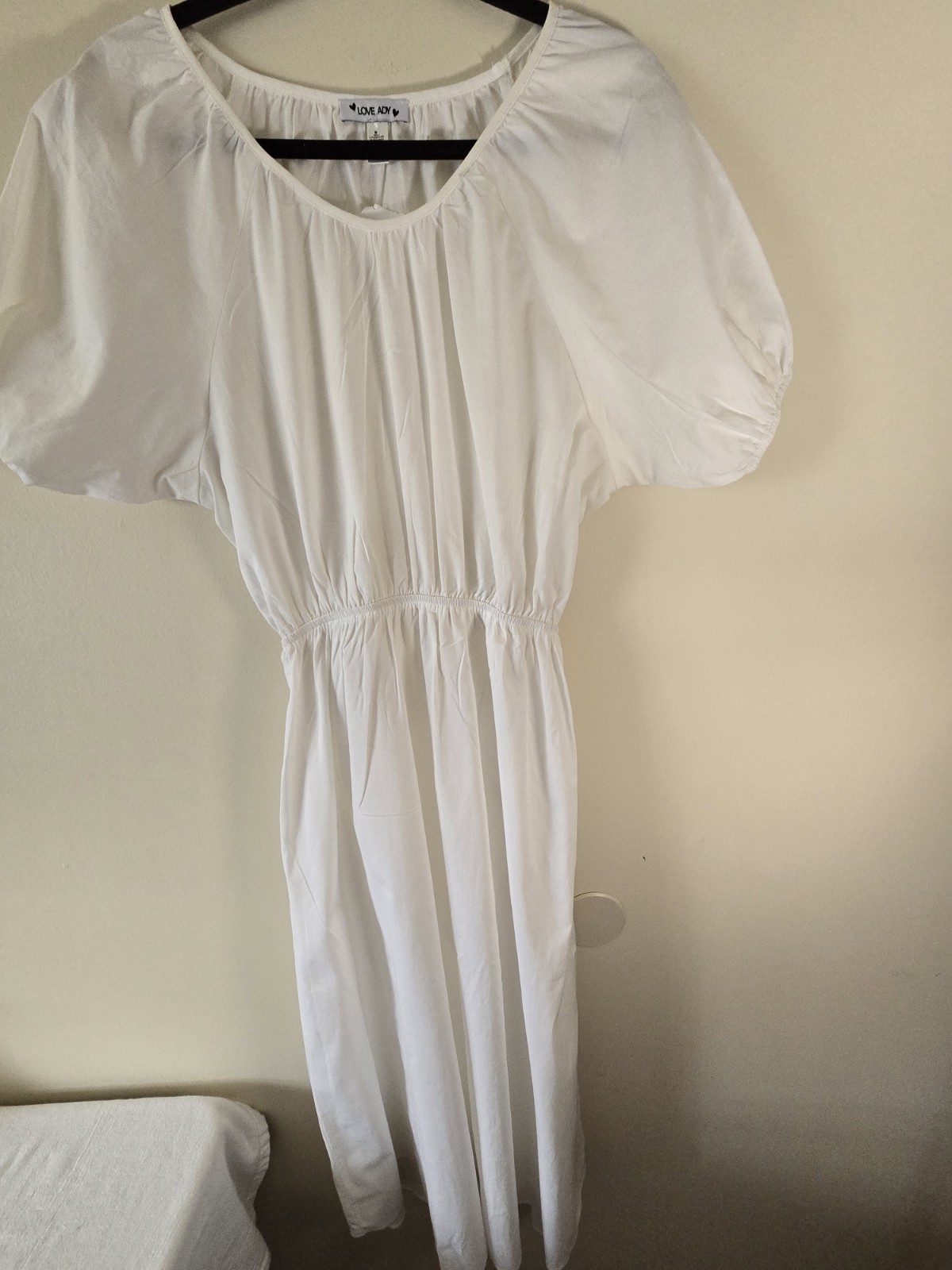 Love Ady White Sundress Cut-out Back Coastal Nautical Balletcore Elastic Waist