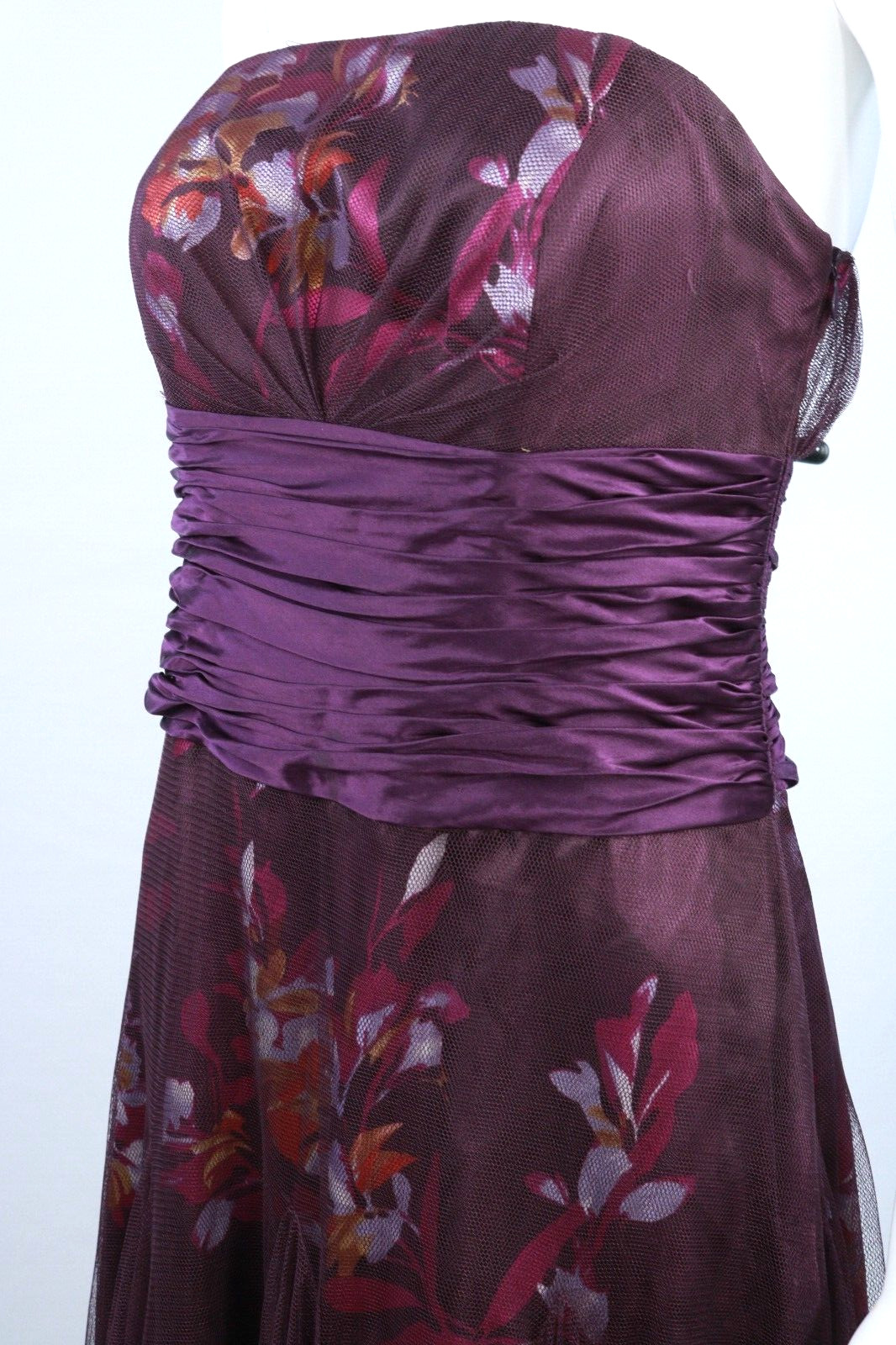 MONSOON Purple Flowers Double Layer Dress Party Evening Size EU 40 UK 12 Poly