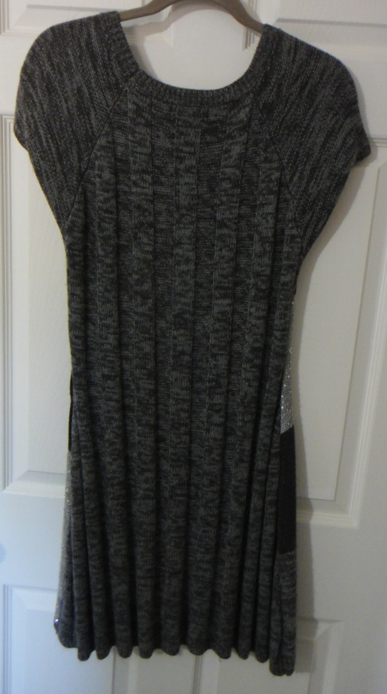 Style & Co Women’s Black Gray Silver Sparkle Sweater Dress Size M