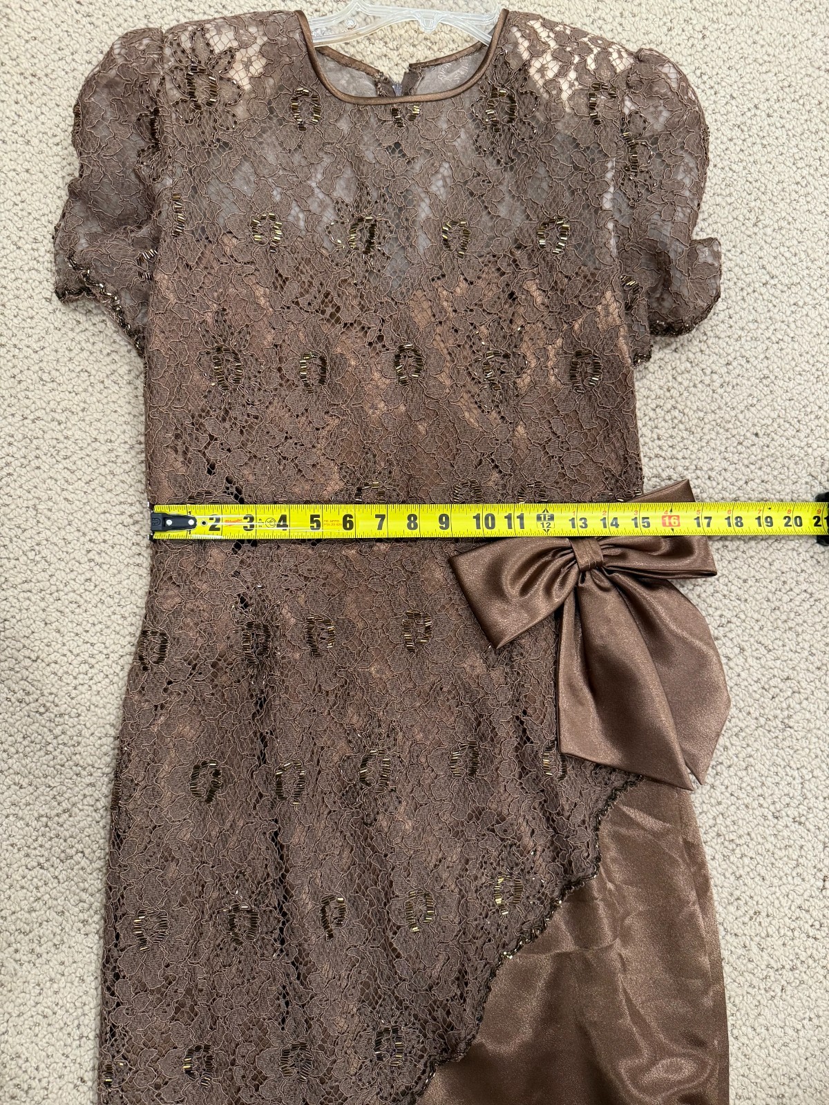 Vintage FINE FEATHERS 90’s Chocolate Dress Lace and Beaded