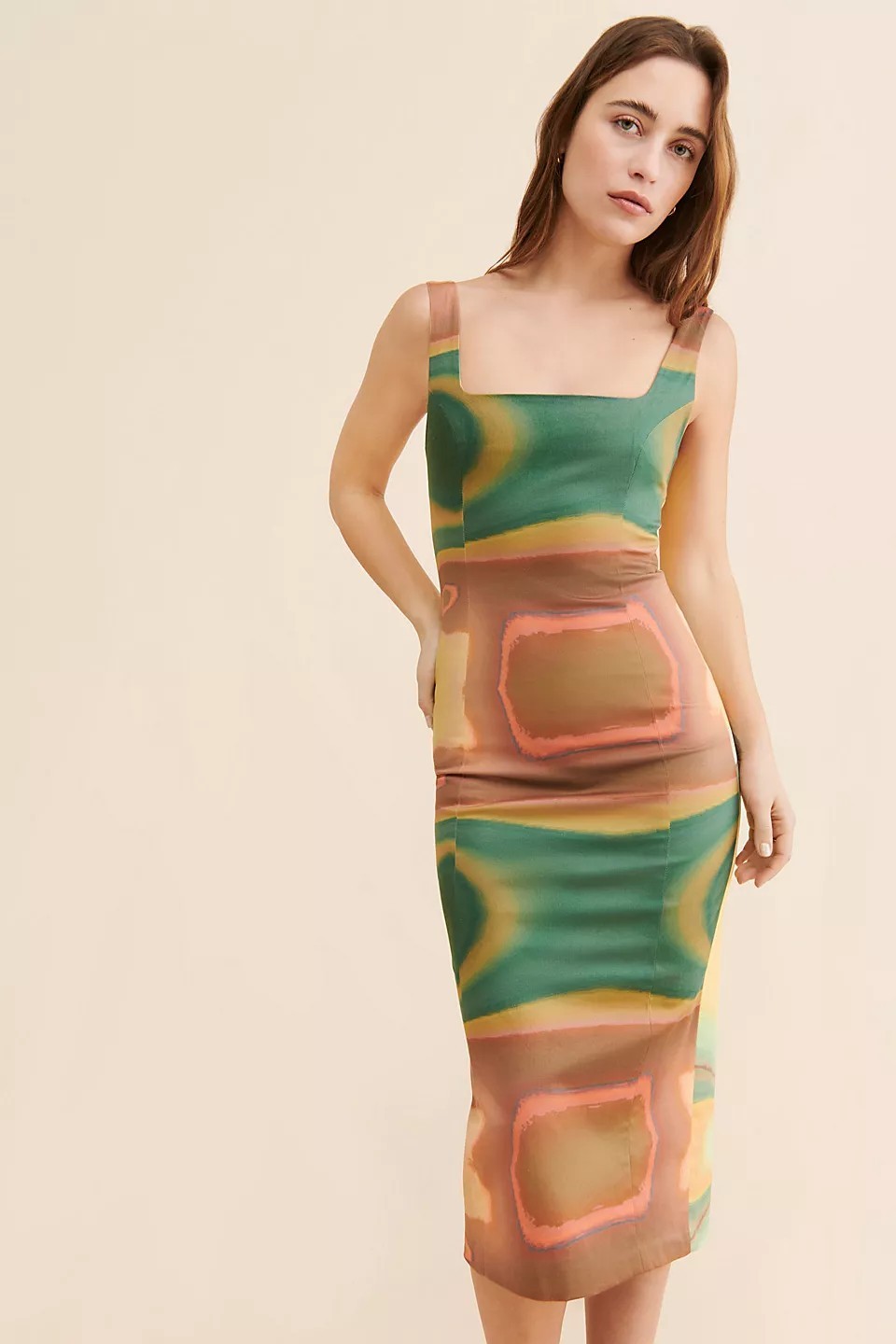 $265 Studio Fantastique x Free People Vicky Digital Print Midi Dress Size XL