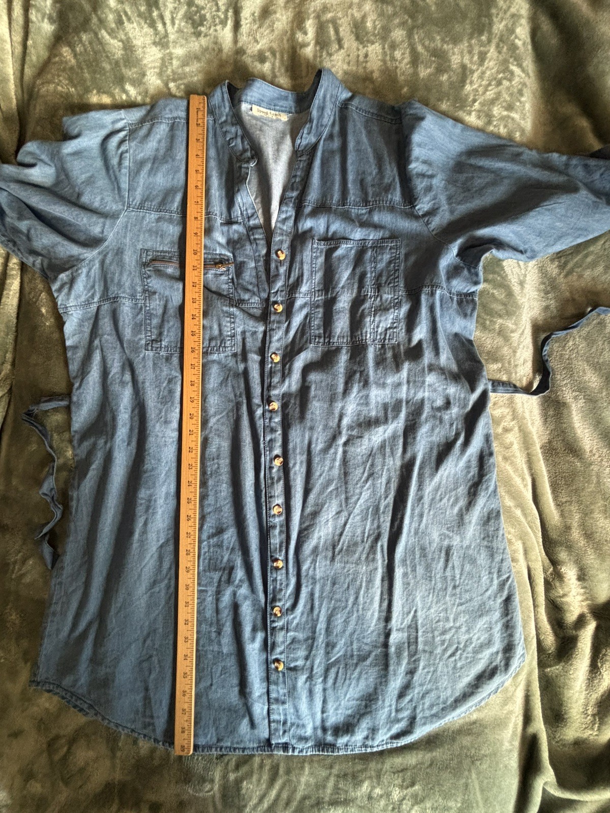 NWT Speed Limit Chambray Women’s Button-Down Lightweight Summer Denim Dress L