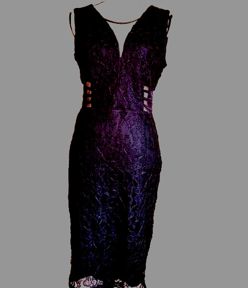 Enfocus Studio dress Black Lace Bodycon Midi V-Neck Cocktail 6 sleeveless