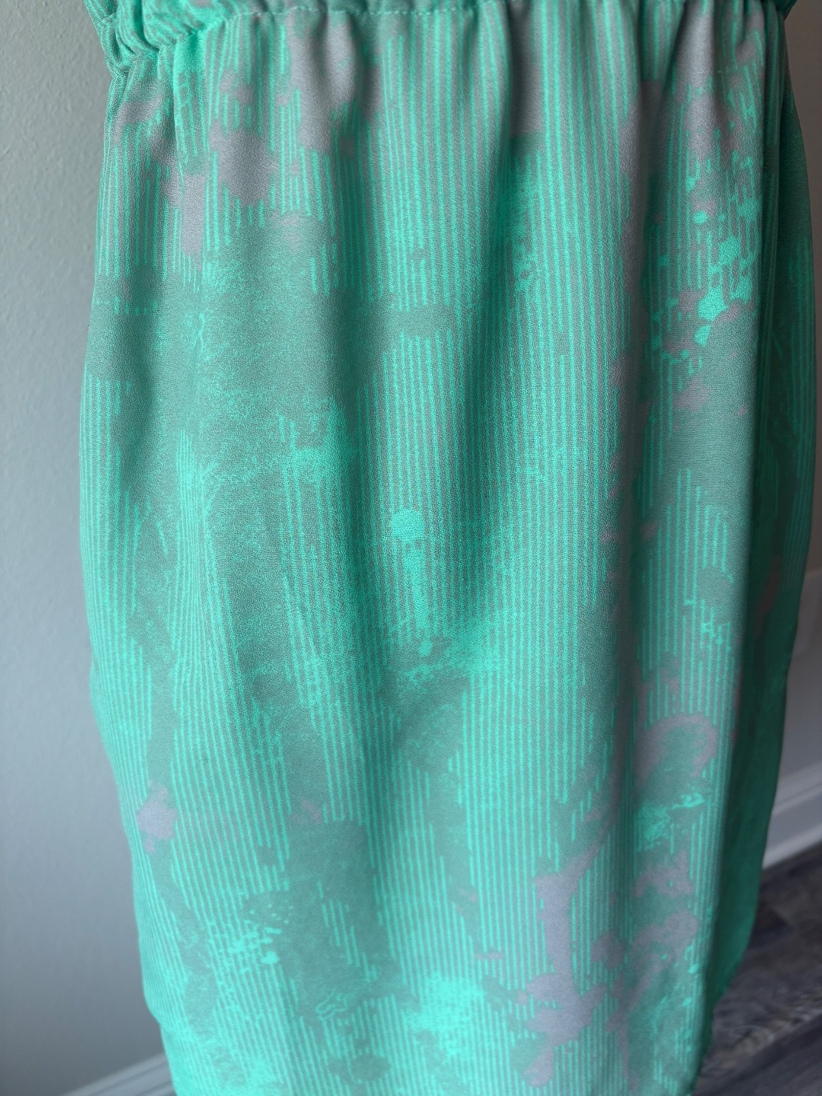 Fox Mint Green Summer Dress with Black Trim and Button Detail