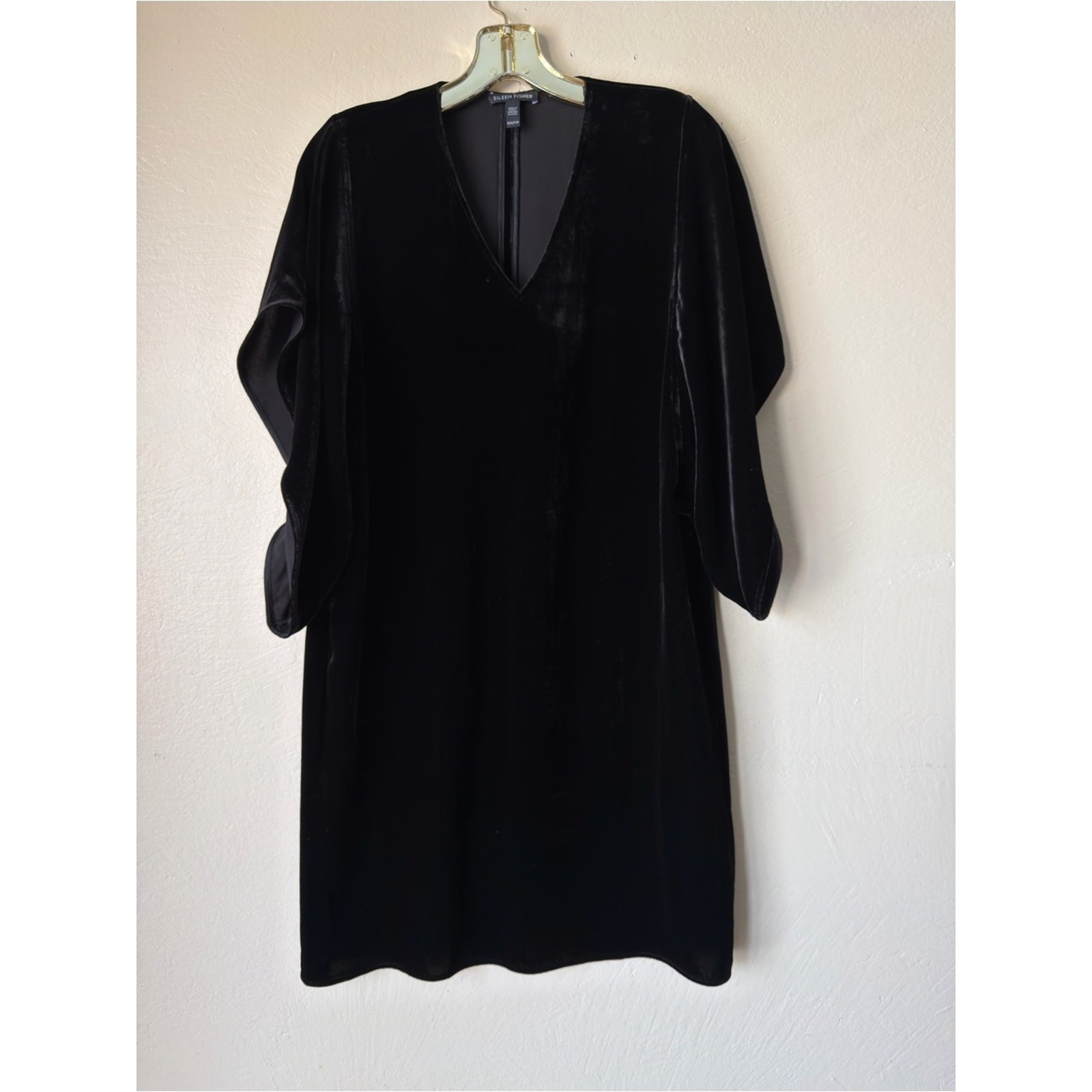 Eileen fisher black velvet dress tunic loose fit xxs (mannequin is small)