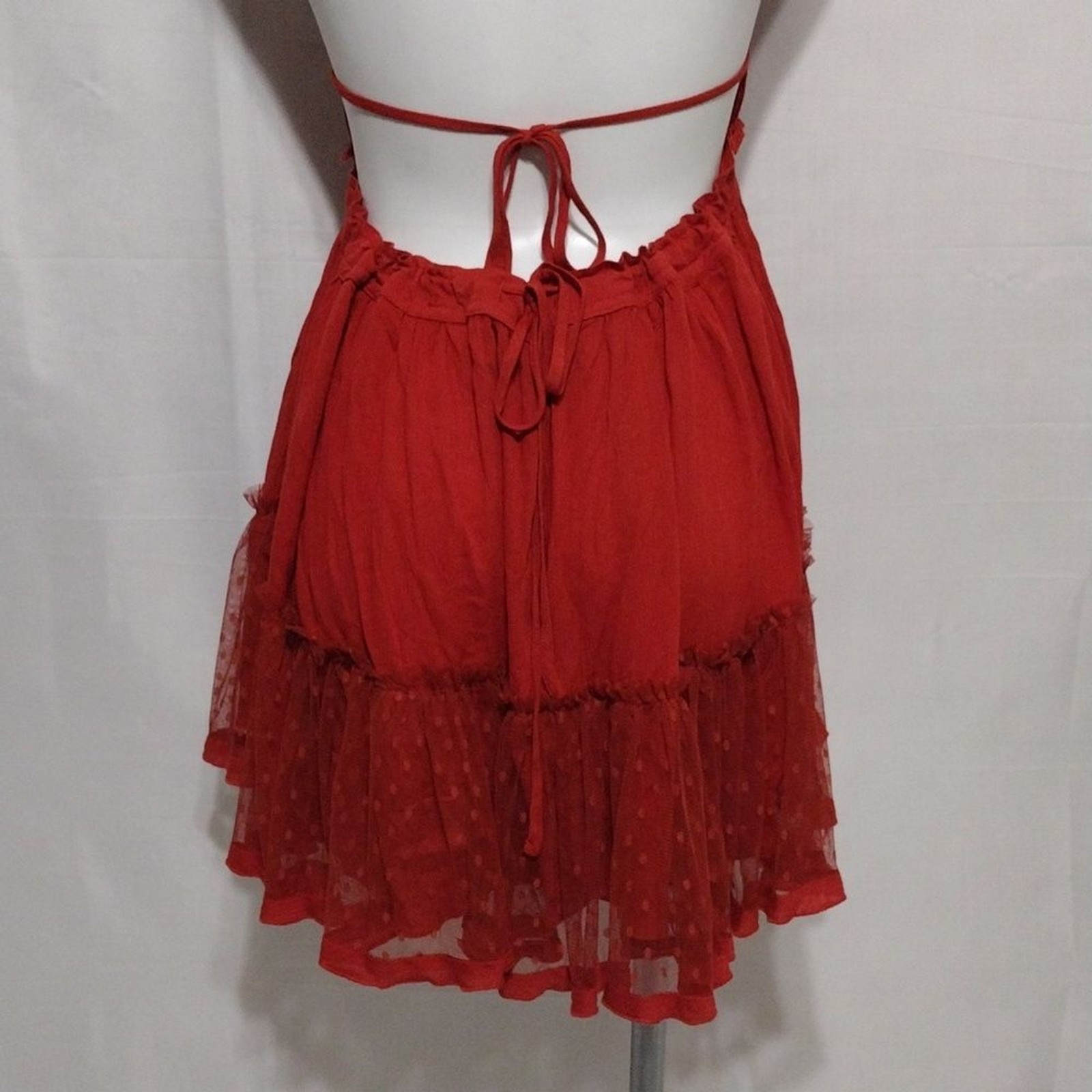 Bohemian Halter Neck Plunge VNeck Open Back Tiered Mini Dress Medium Chic Trendy