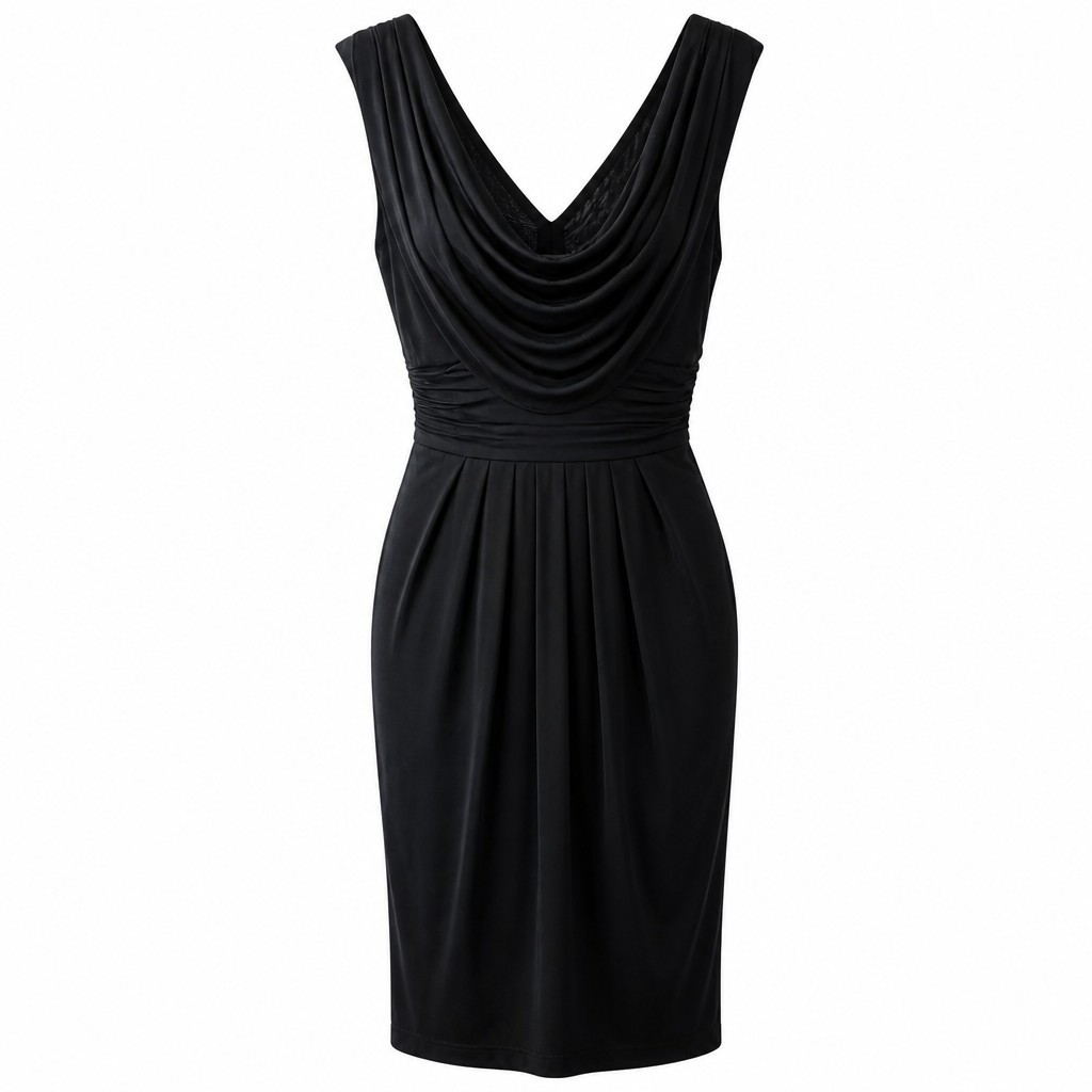 Anne Klein New York Women’s size 4 Black Cowl Neck Ruched Little Black Dress
