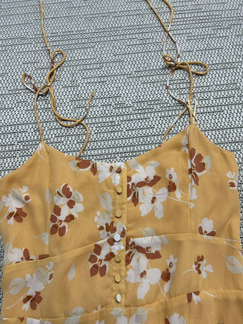 Abercrombie & Fitch Dress Womens Medium Tall Yellow Brown White Floral Midi