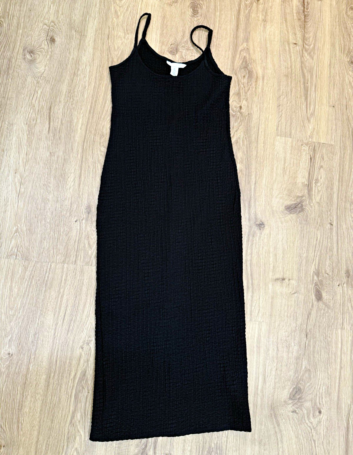 H&M Black Ribbed Knit Strappy Sleeveless Bodycon Maxi Dress Women’s Size S