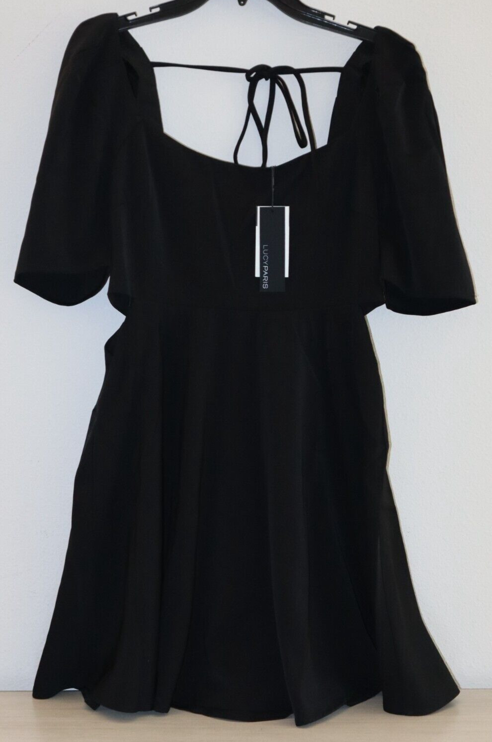 Lucy Paris BL-DR8040 Women’s Sz Small Black Venice Cut-Out Short Mini Dress $88