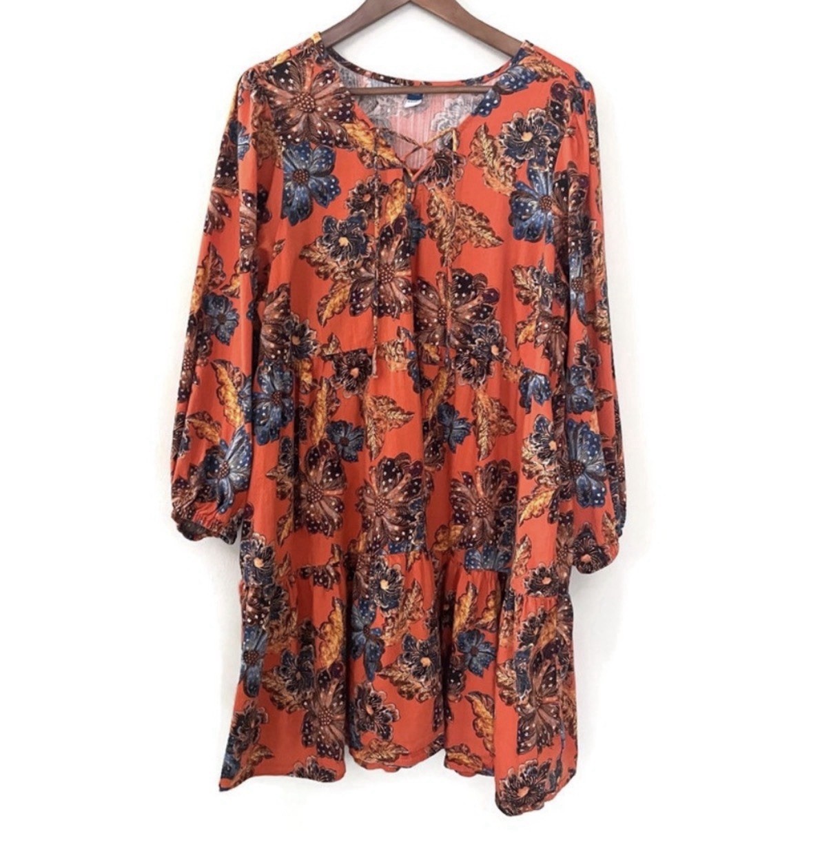 Old Navy Floral Orange Dress w/Pockets Size XLP