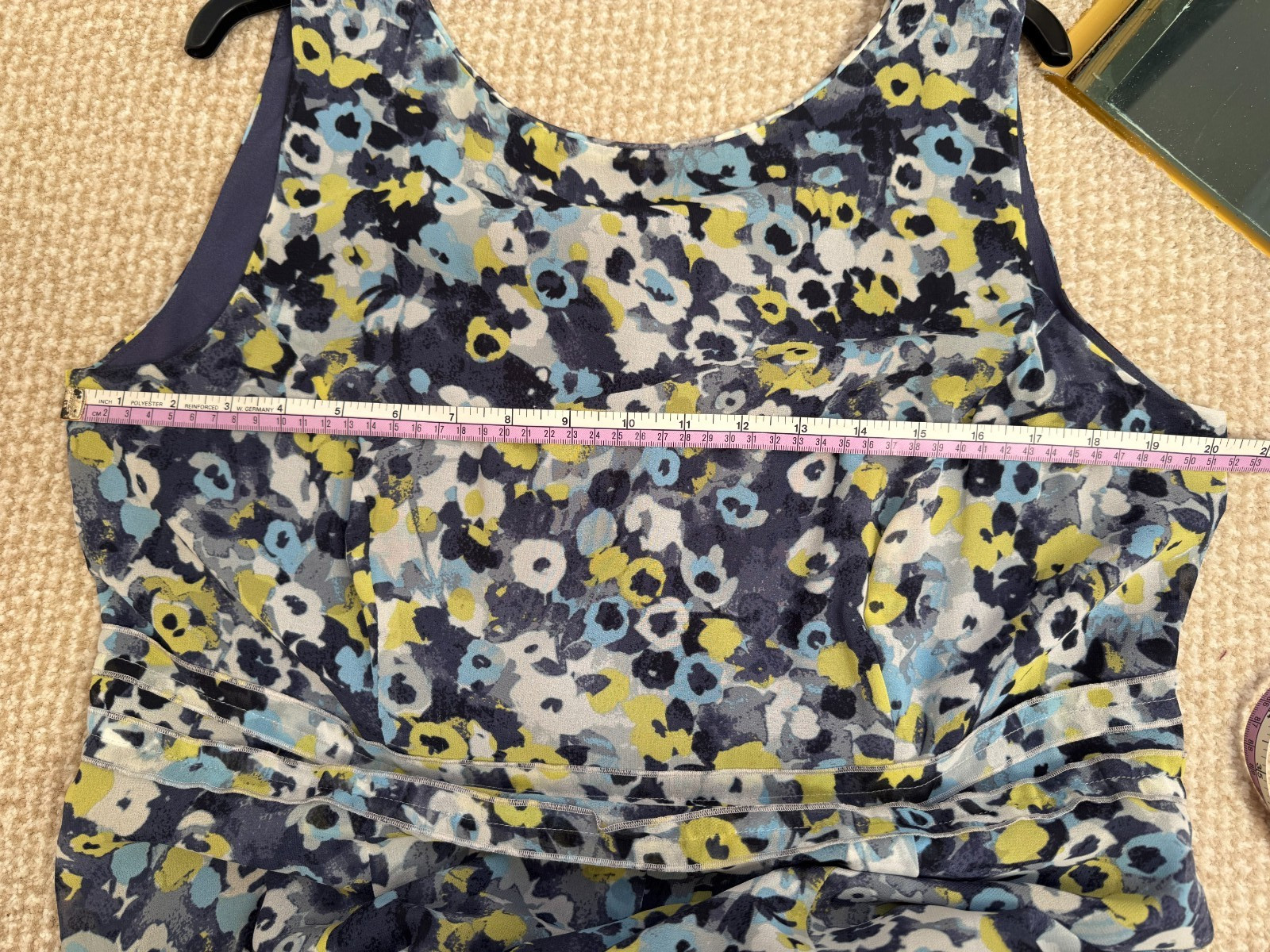 Monsoon summer dress 16. Blue, white and yellow pattern. Lined