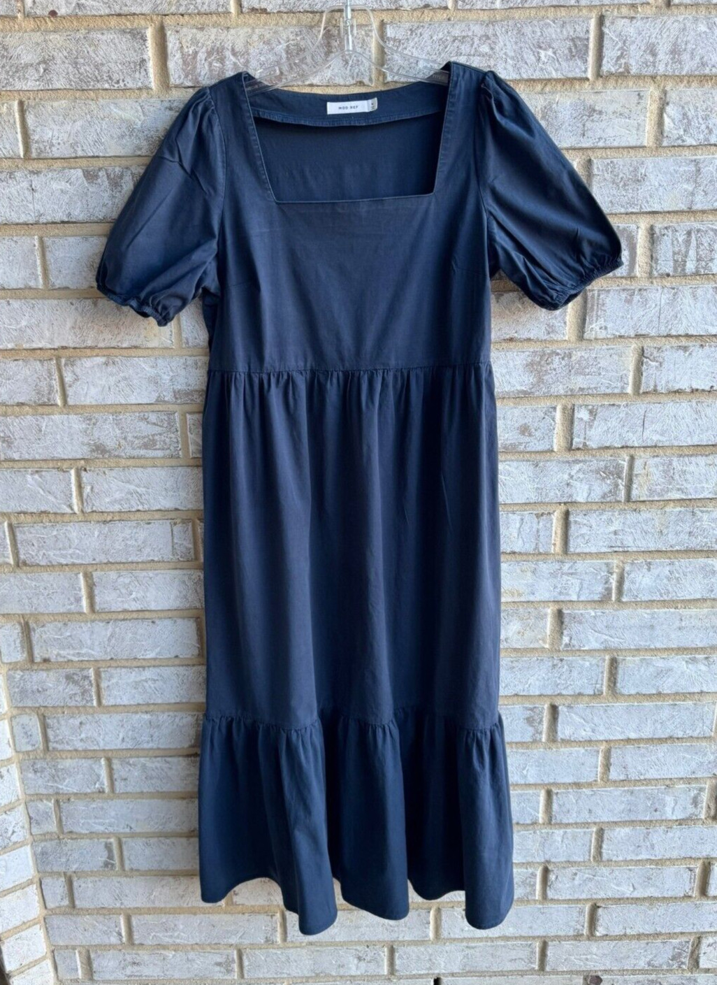 MOD REF Square Neck Puff Short Sleeve Tiered Dress Women’s Size M