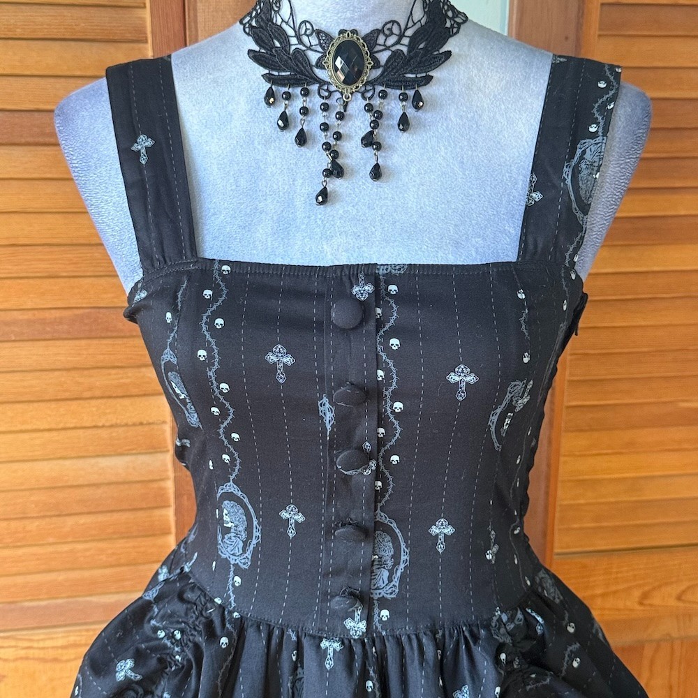 Spin Doctor Goth Lolita EGL Dead Princess Cameo Puffy Dress + Petticoat XS