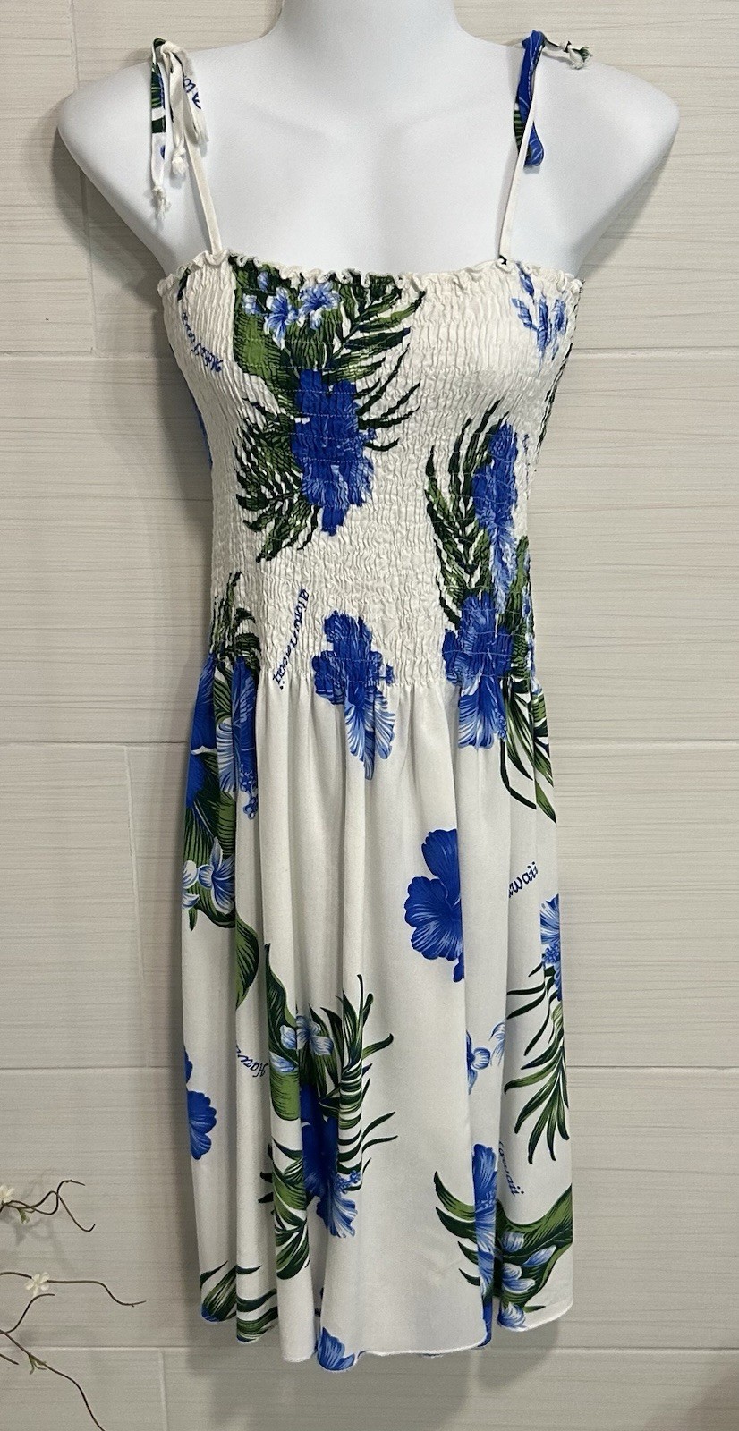 Aloha Fashion Blue White Floral Tropical Hawaii Sundress Coverup OS, Travel