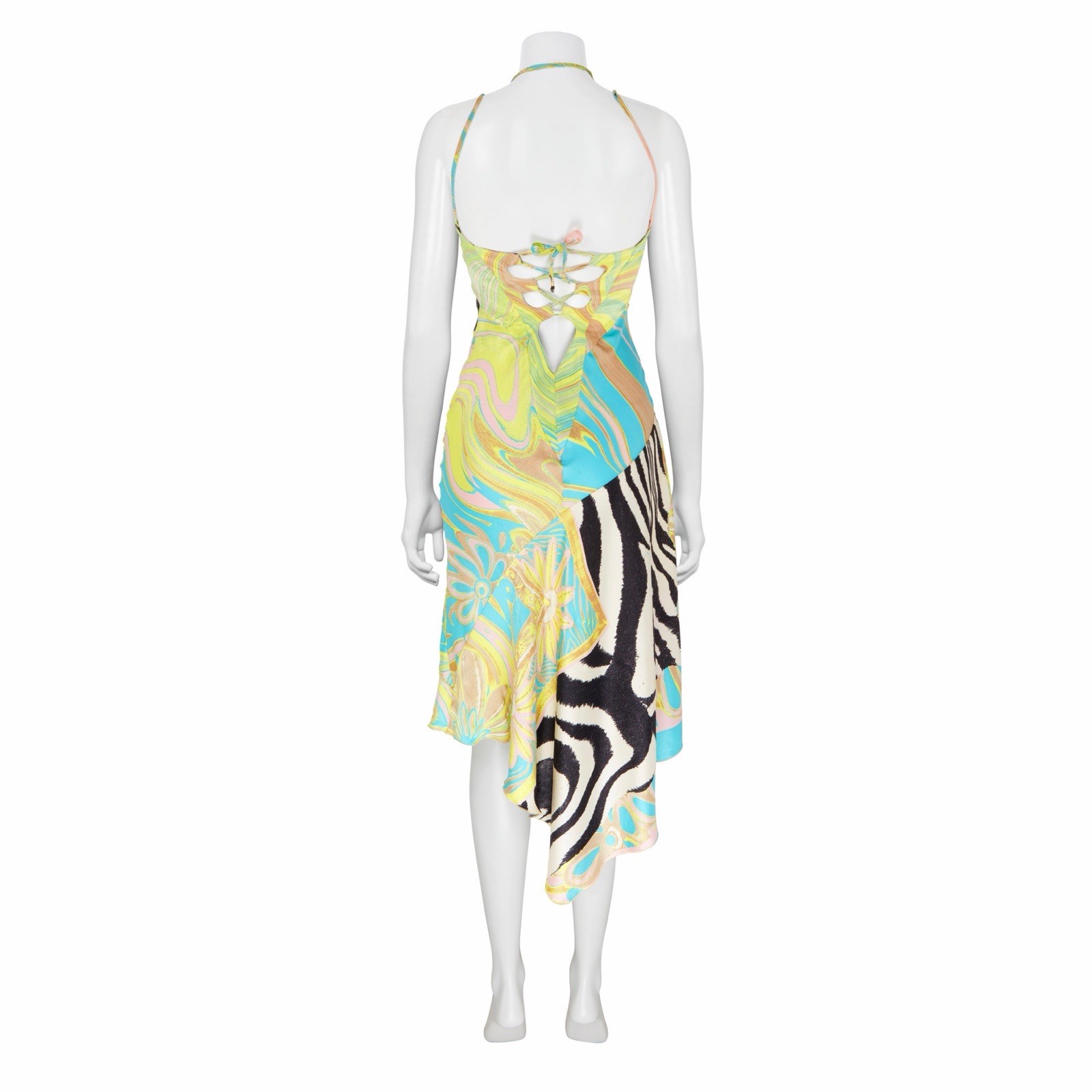 Roberto Cavalli S/S 2004 Patchwork Animal Print Silk Dress