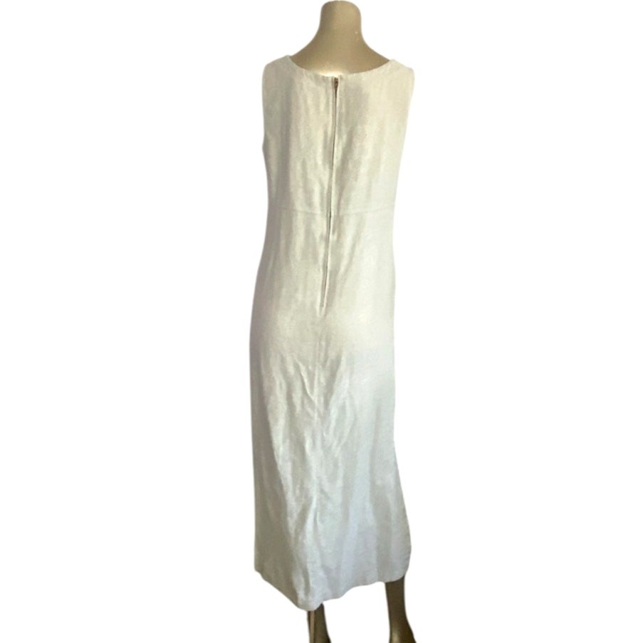 Vintage Kathie Lee Collection Linen Blend Eyelet Midi Dress Beige Small 90s Boho