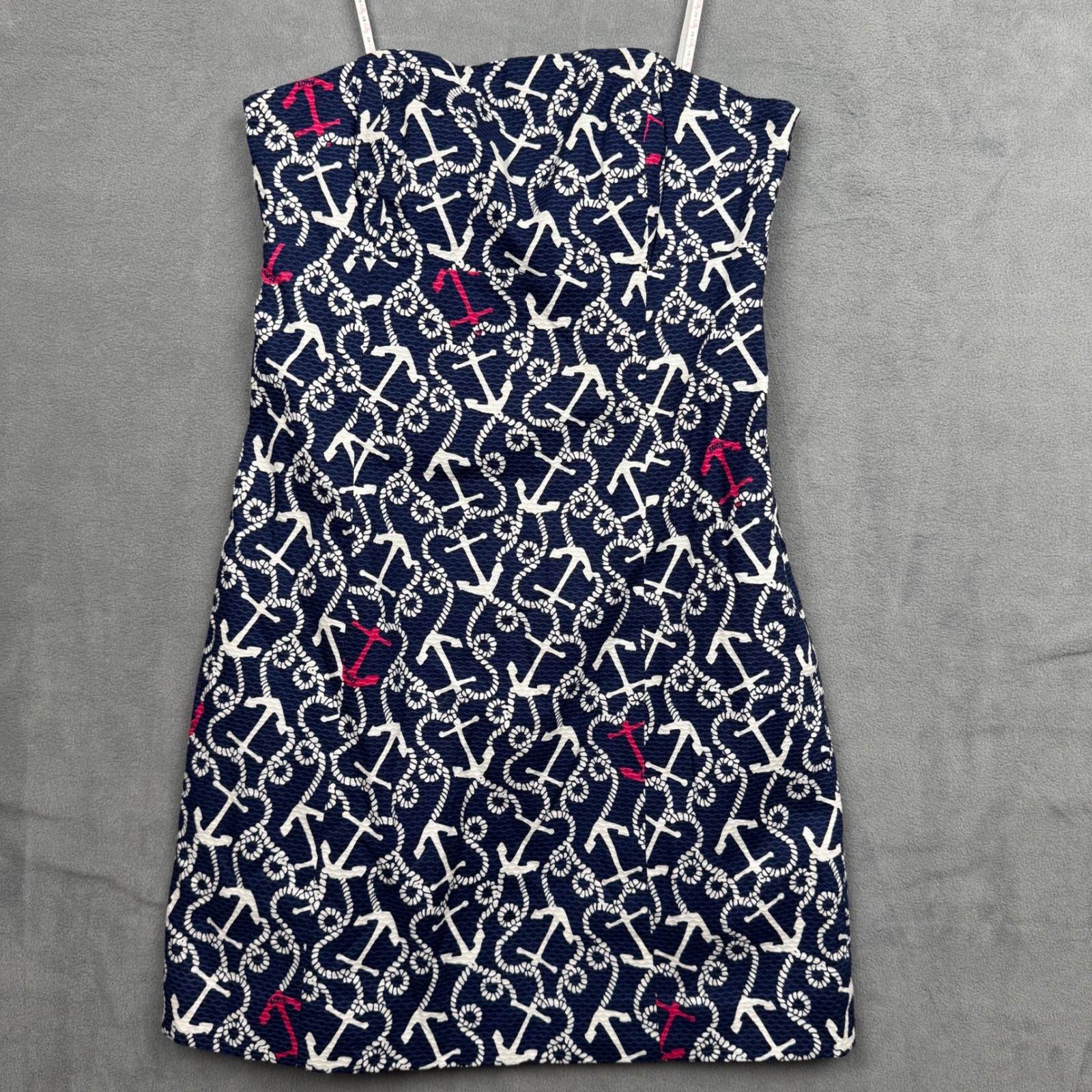 Lilly Pulitzer Strapless Clyde Mini Dress Anchor Nautical Size 0 Navy Pink White