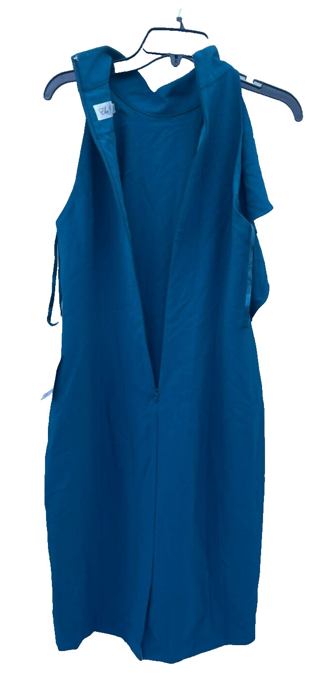 Eliza J Bodycon Shift Style Blue Halter Sleeveless Dress w/ Ruffle Detail Sz:10