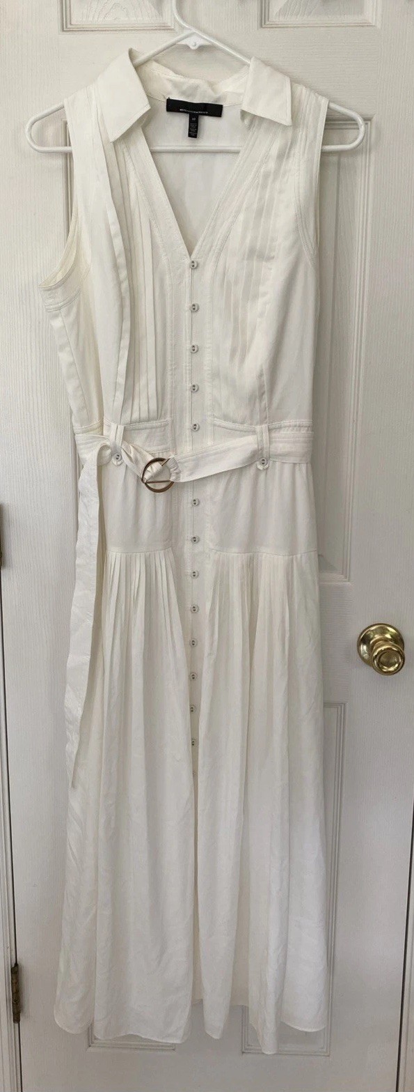 New! White House Black Market Sleeveless Utility Collar Midi Dress ecru, size 10