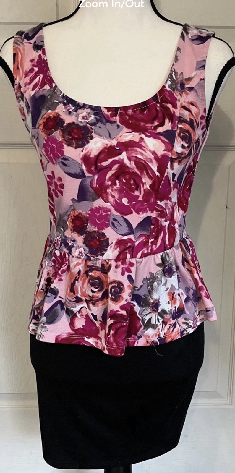 L8ter Floral Peplum Dress/black Skirt sleeveless/S Light Stretch