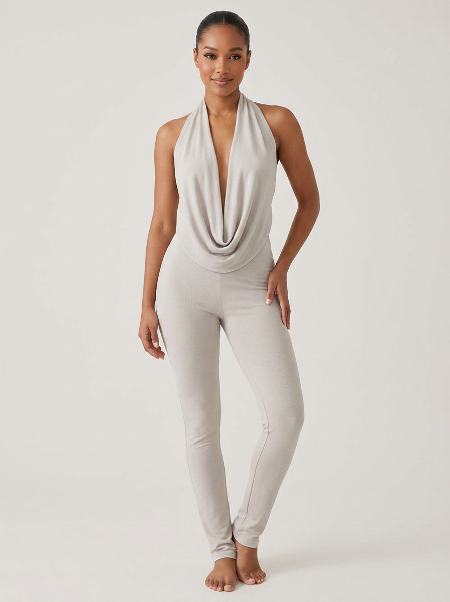 Sultry Cowl Halter Neck Jumpsuit