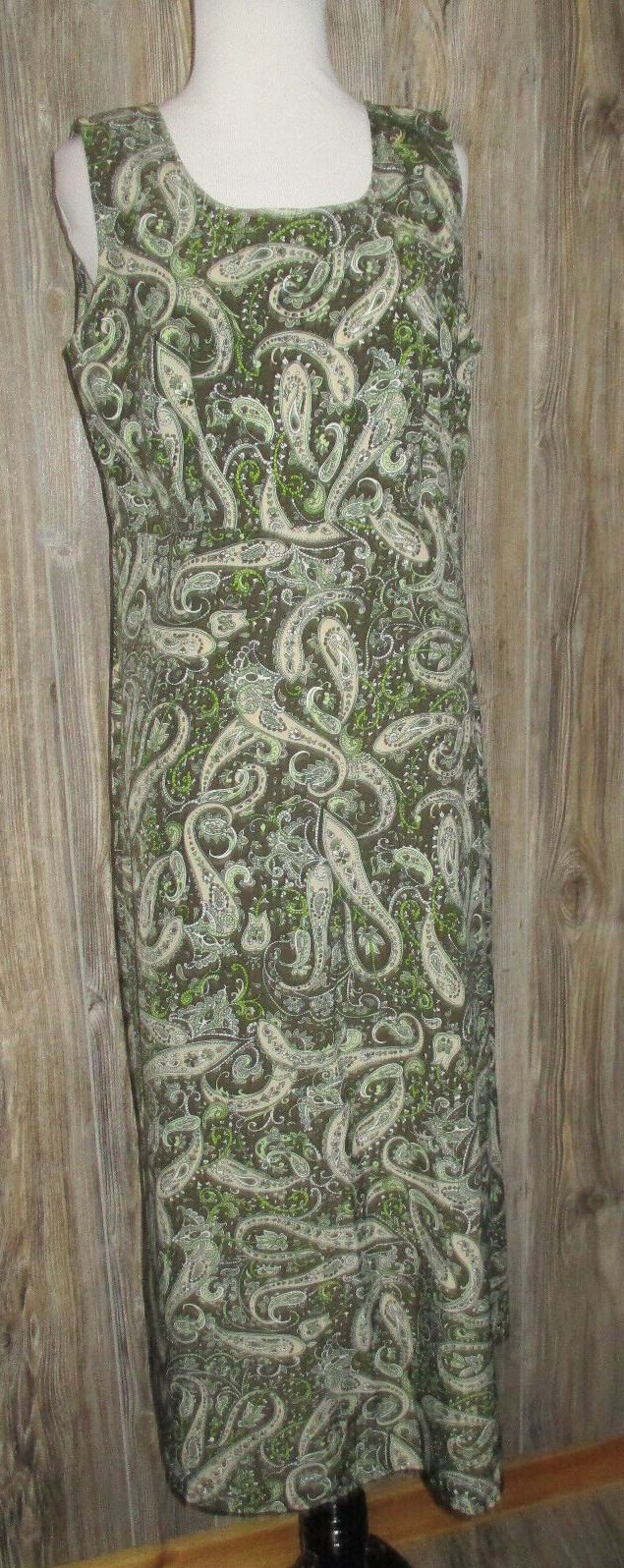 Kathie Lee Green Sleeveless Paisley Maxi Dress Womens Sz 10 Boho Classic