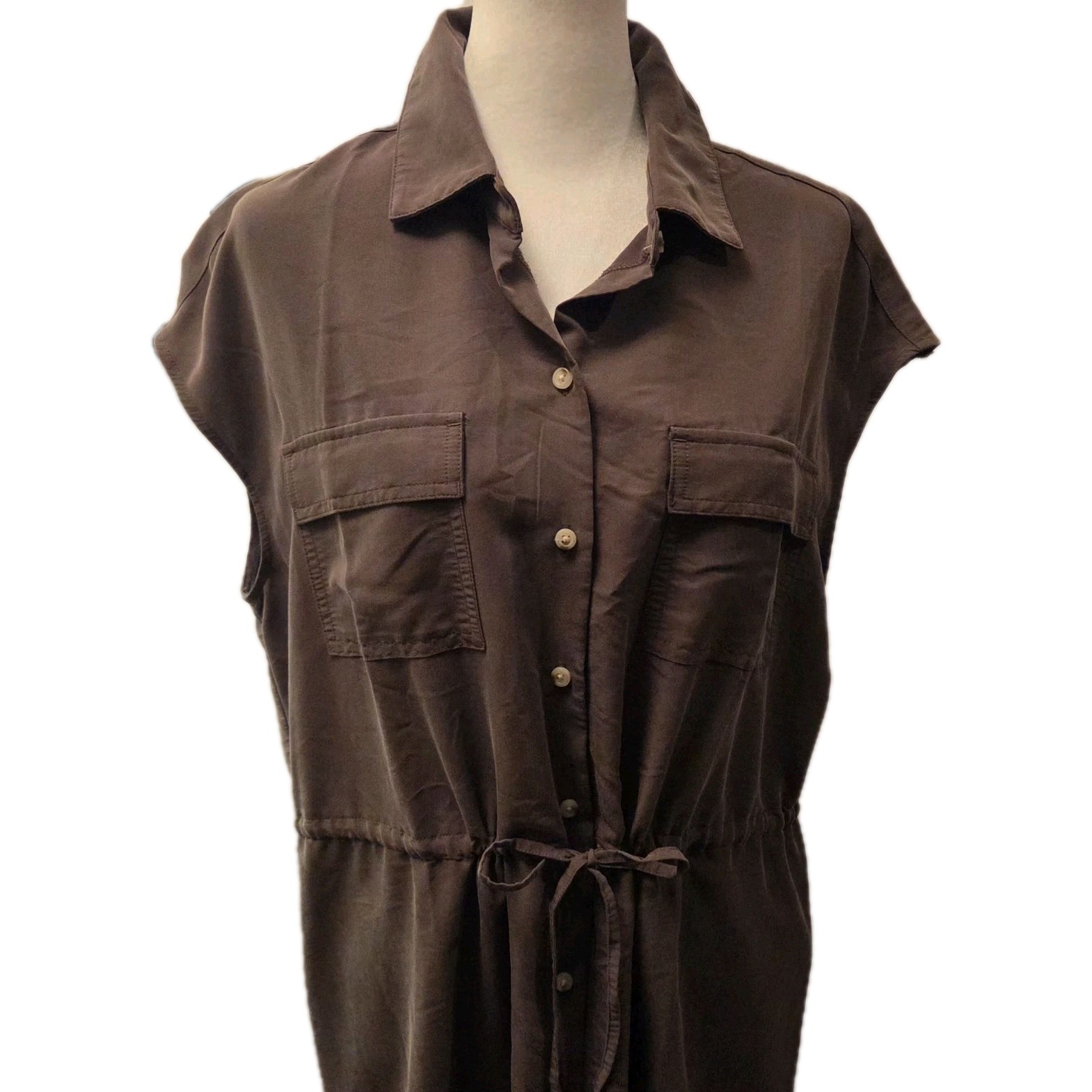Old Navy Utility Shirt Dress Womens Size M Tall Olive Green