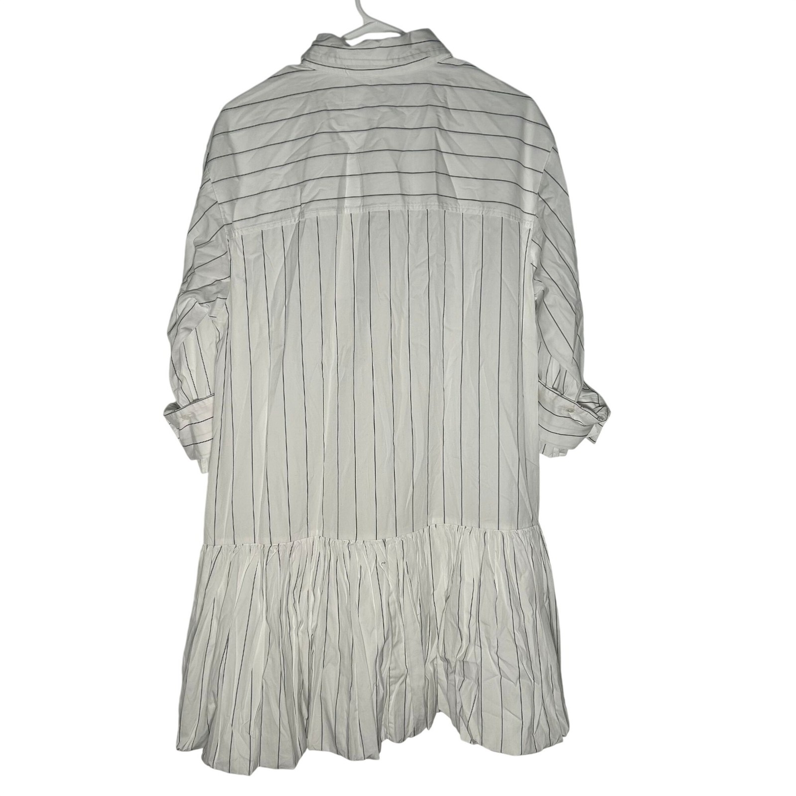 Madewell Bubble-Hem Mini Shirtdress in Pinstripe Poplin Women’s Size Medium NWT!