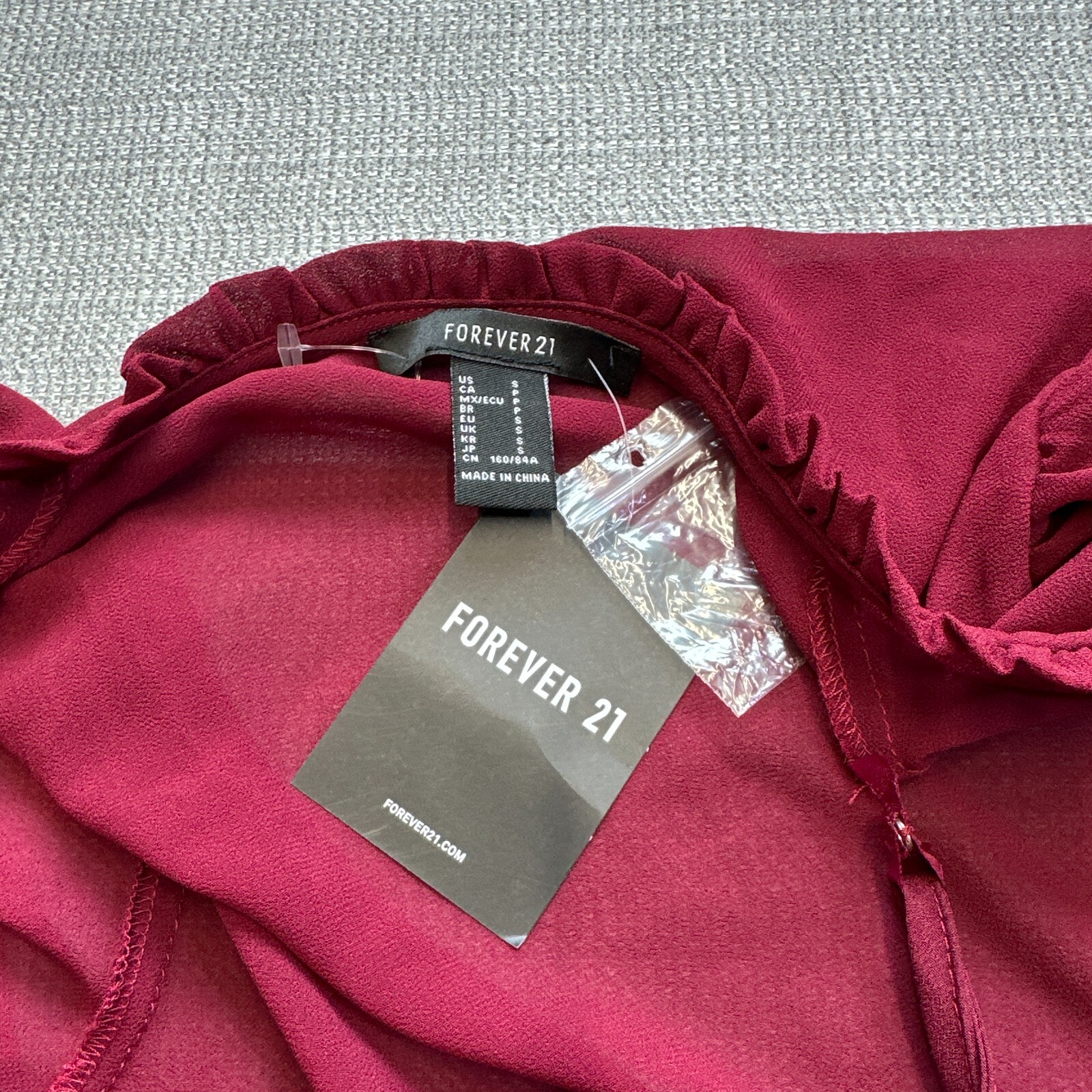 Forever 21 Burgundy Slip Dress with Sheer Jacket Small Ruffles Romantic Whimsy