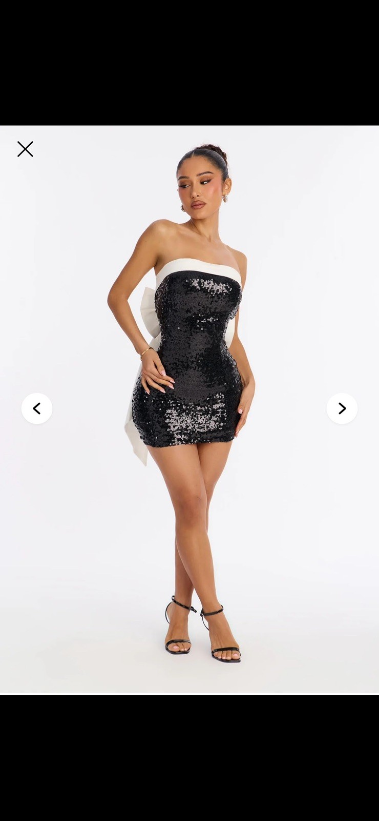 FASHION NOVA Becca Bow Sequin Mini Dress Black White Bow Party Plus 2X
