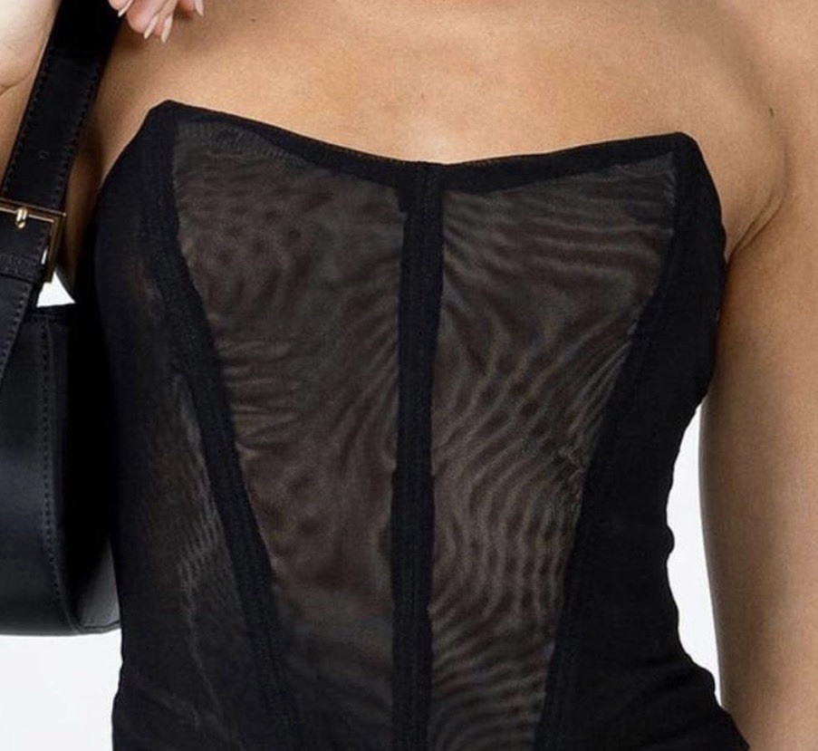 Princess Polly Azriel Black Corset Mini Body Con Dress Sheer Sexy New Size 8