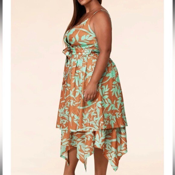 L’atiste by Amy Dress Floral eyelet green brown size 3X NWT