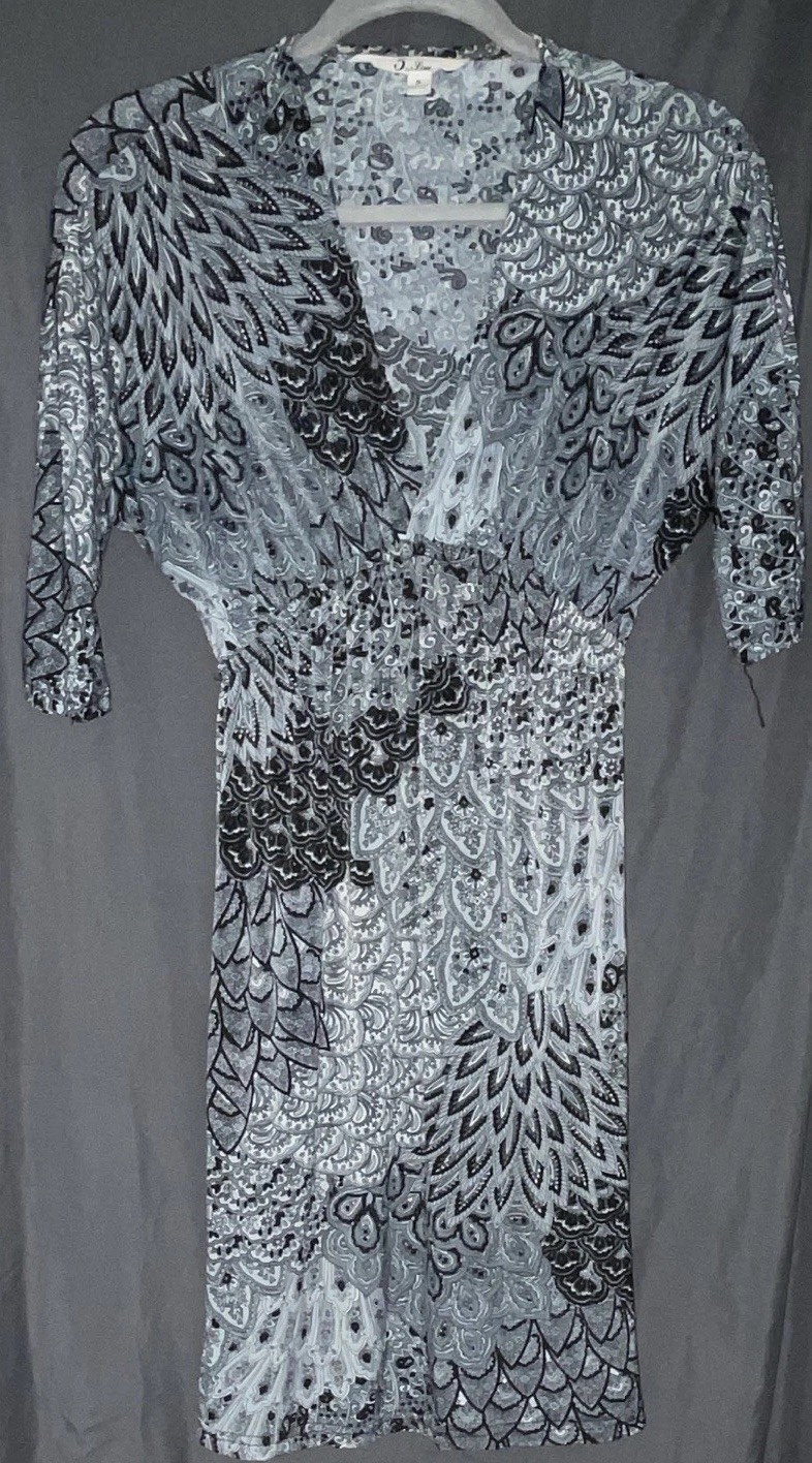 5th & Love Women’s Black/White Paisley Sheath Dress S V-Neck 3/4 Pullover