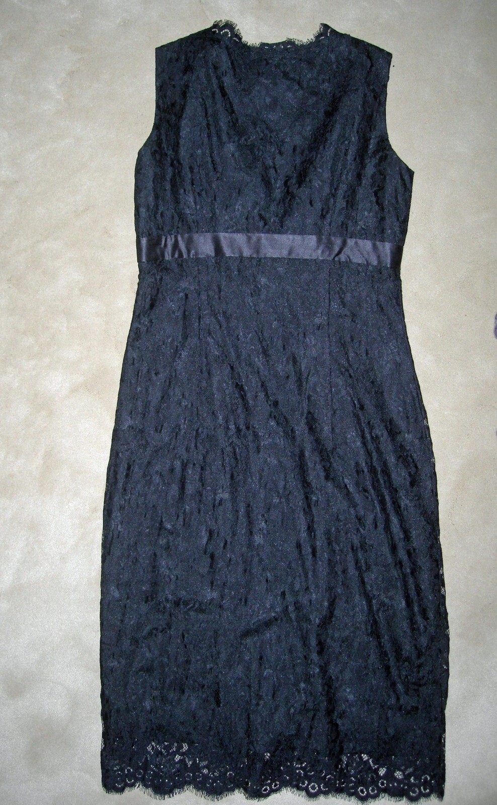 NWOT J. PETERMAN Black Lace Sheath Cocktail Party Dress 6 Midi