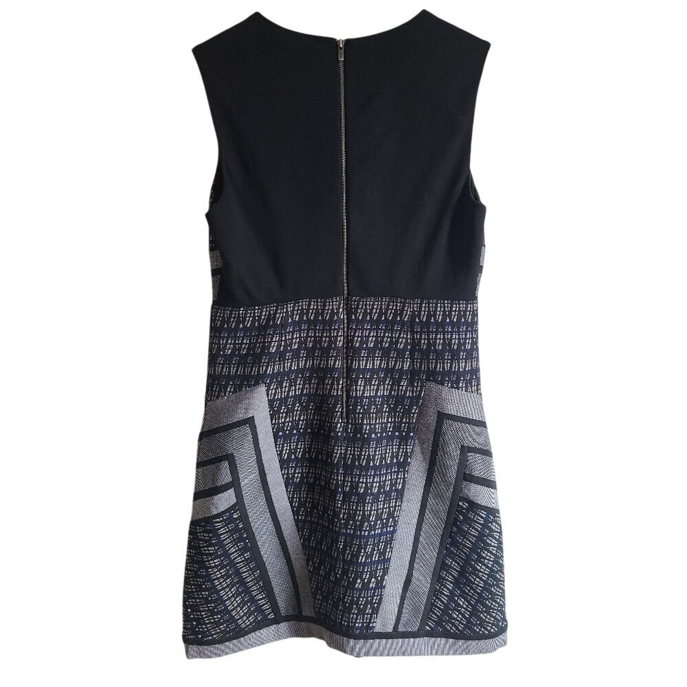 DVF Amanda Grey Sleeveless Geometric Jacquard Mini Sheath Dress 4