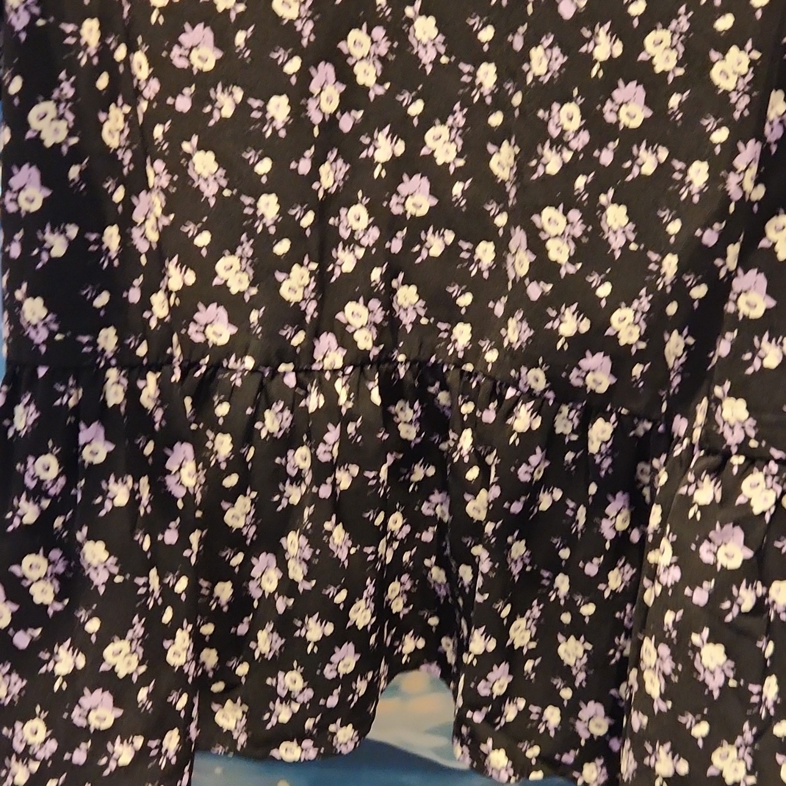 Michael Kors A-Line Dahlia Floral V-Neck Long Sleeve Short Belted Dress M