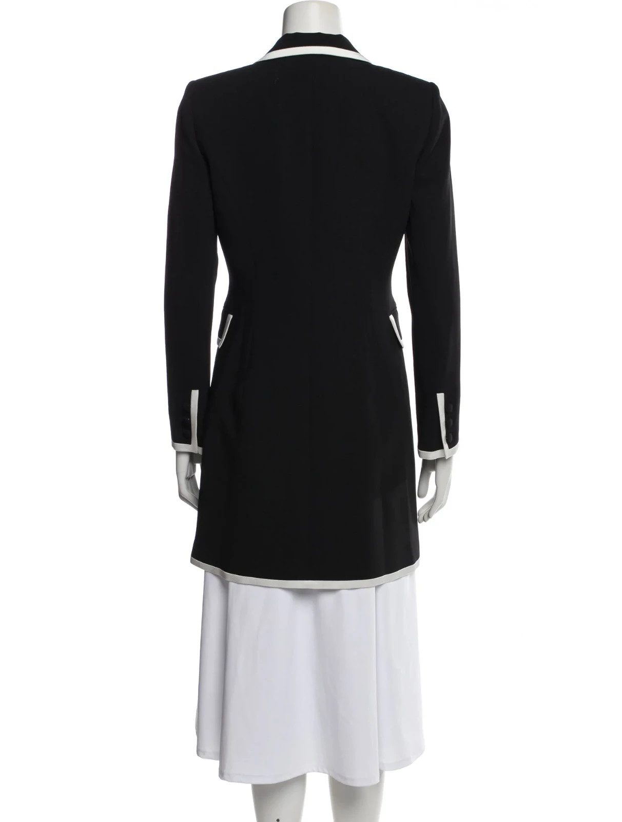 ALICE + OLIVIA KYRIE Pipe Tuxedo Coat Dress 4 Black White TRIM Pockets $495